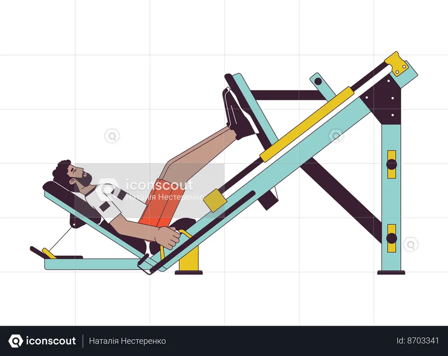 Man pressing forward footplate on machine  Illustration