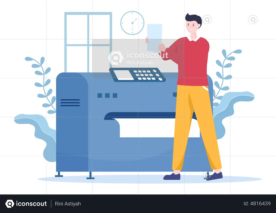 Man printing documents  Illustration