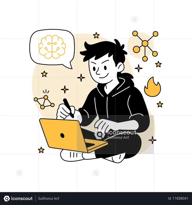 Man Programming an AI Model  Illustration