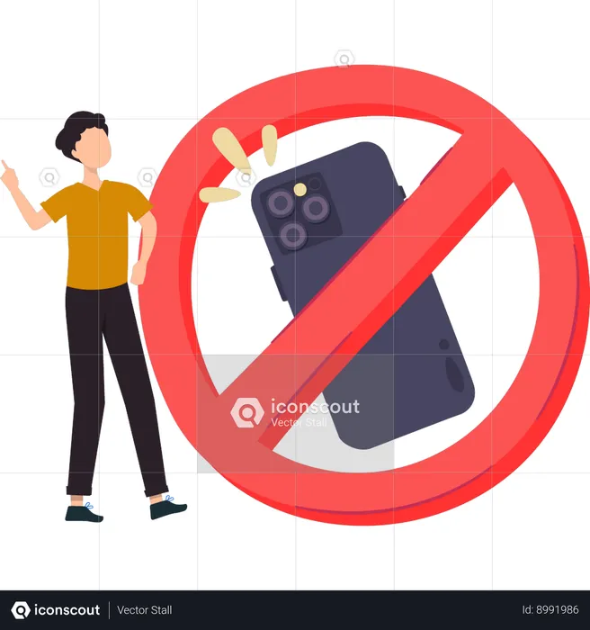Man prohibits mobile phone  Illustration
