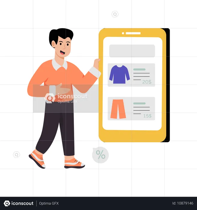 Man Promoting Discounts For Clients  Illustration