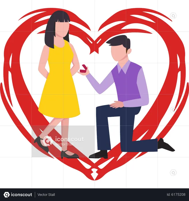 Man proposed to girl on Valentine's Day  Illustration