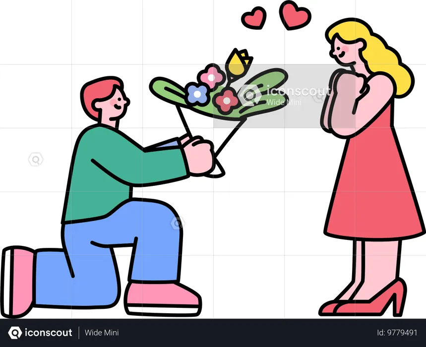 Man proposes girl for wedding  Illustration