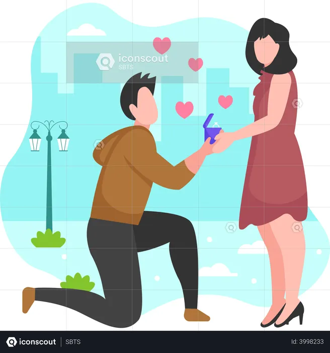 Man proposing a girl  Illustration