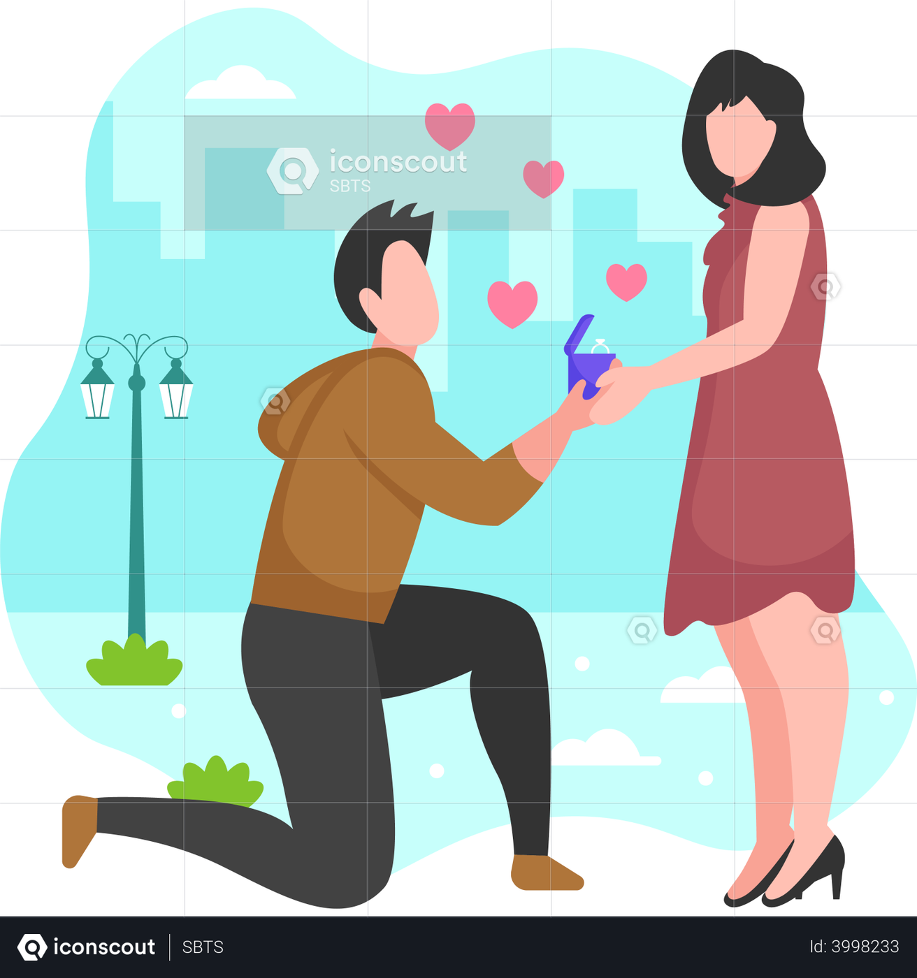 Best Premium Man Proposing A Girl Illustration Download In Png & Vector 