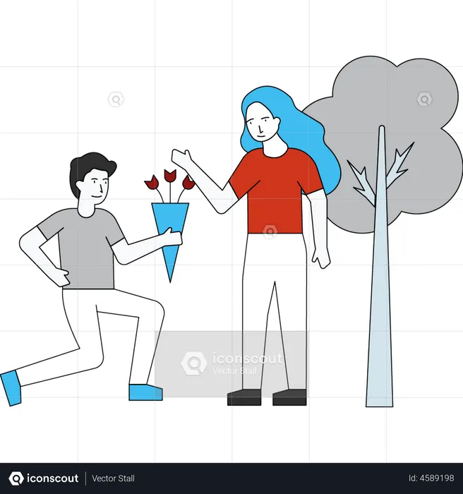 Man proposing girl  Illustration