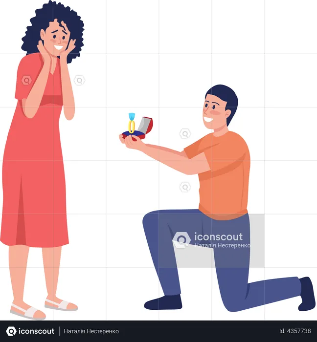 Man proposing to his beloved woman  Illustration