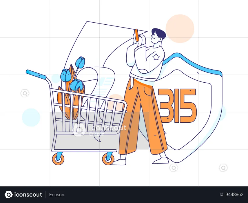 Man protects his online payment  Illustration