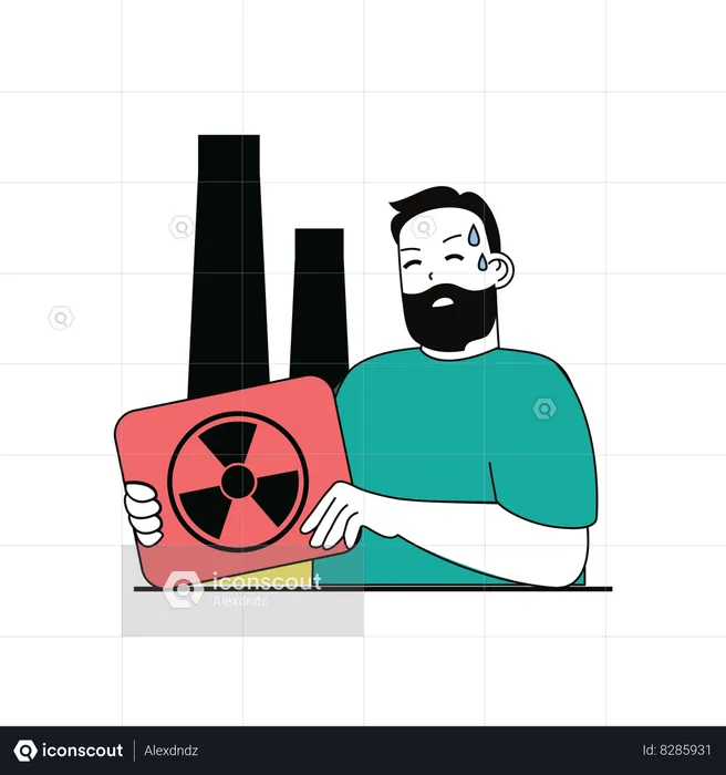 Man protesting against hazardous waste disposal from industries  Illustration