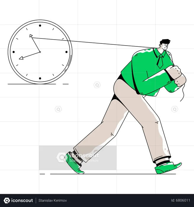 Man Pulls The Strap With The Watch  Illustration