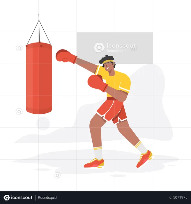 Man punching with boxing gloves  Illustration