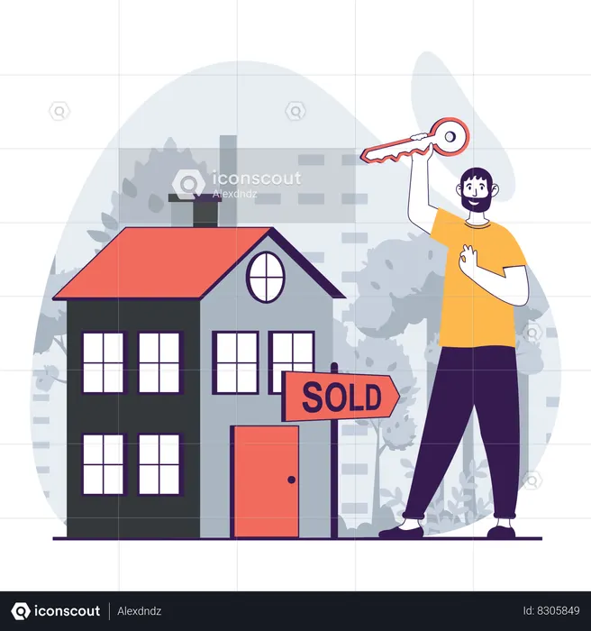 Man purchased house on sale  Illustration