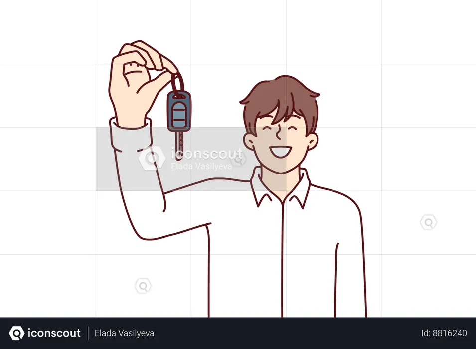 Man purchased new car showing its keys  Illustration