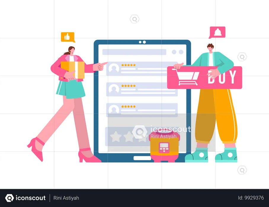 Man purchases online products  Illustration