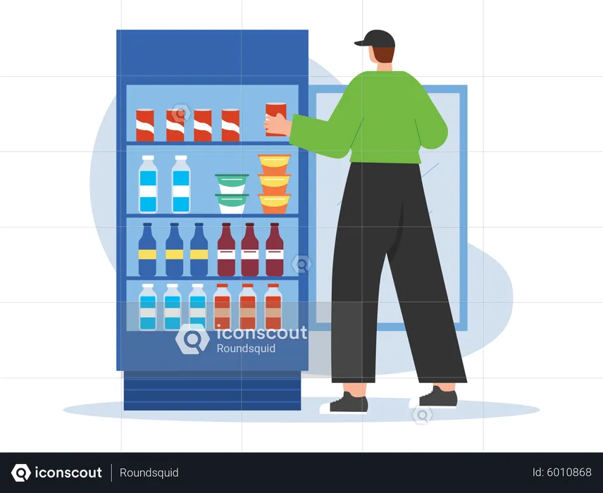 Man purchasing cold drink  Illustration