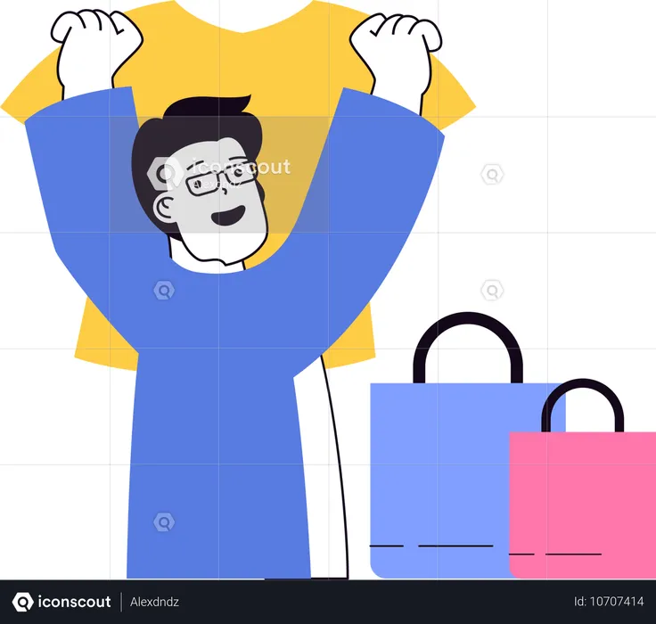 Man purchasing dress for his wife  Illustration