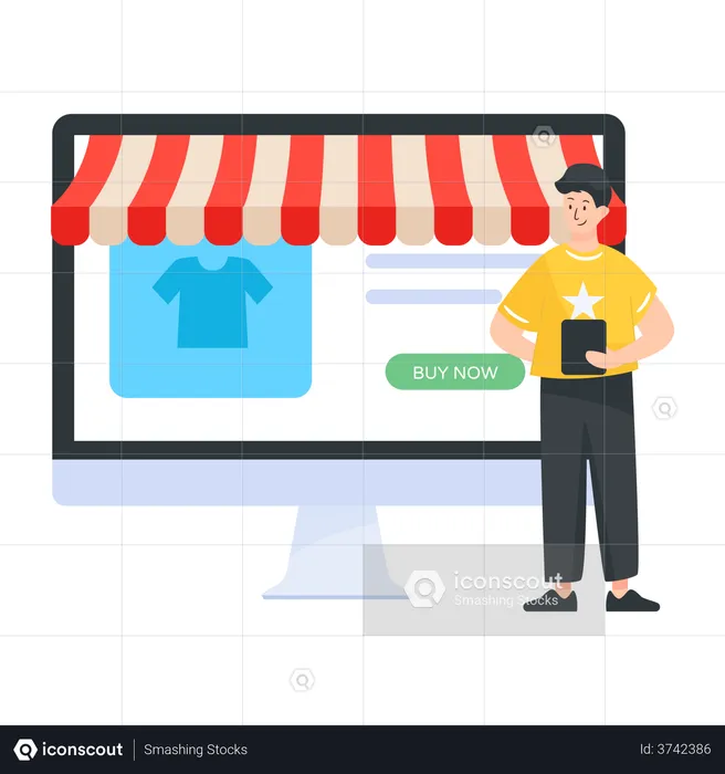 Man purchasing from online marketplace  Illustration