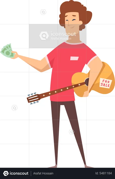 Man purchasing guitar  Illustration