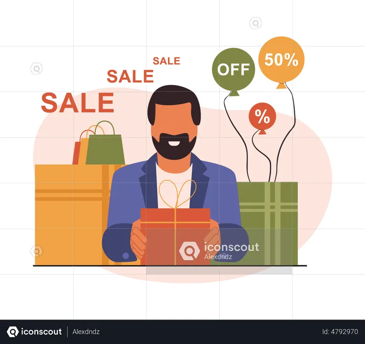 Man purchasing product during sale  Illustration