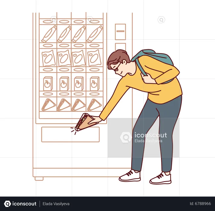 Man purchasing product in vending machine  Illustration