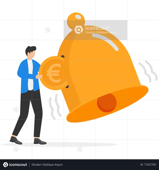 Man put coin on subscription bell  Illustration