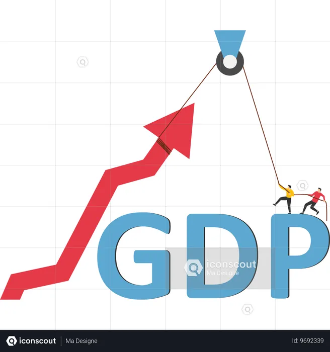 Man put effort to increase GDP  Illustration