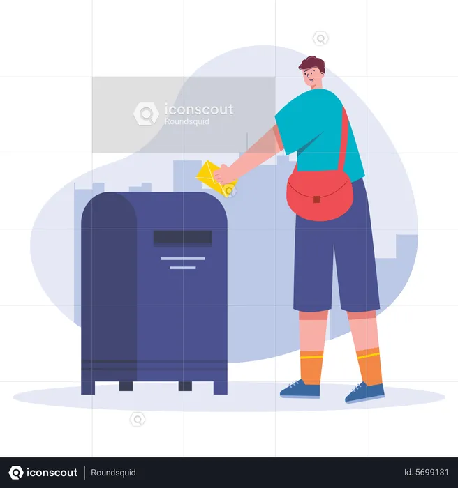 Man putting mail in mail box  Illustration