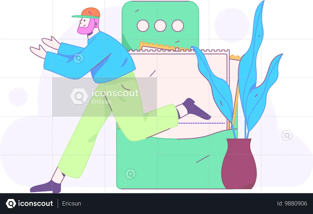 Man putting money in angpow  Illustration