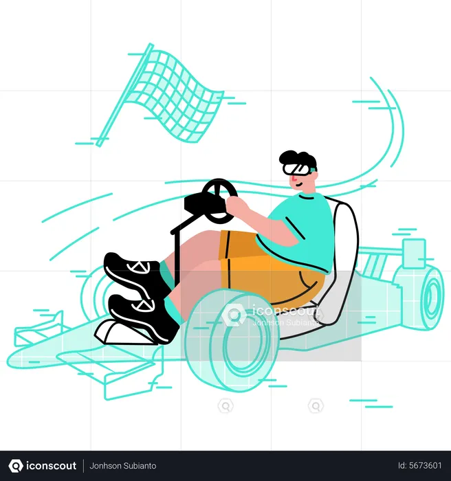 Man racing in metaverse  Illustration