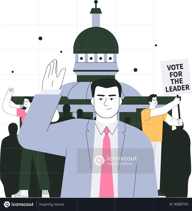 Man raised his hand and campaign for vote  Illustration