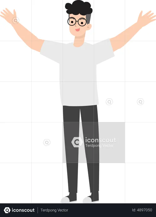 Man Raising Both Hands  Illustration