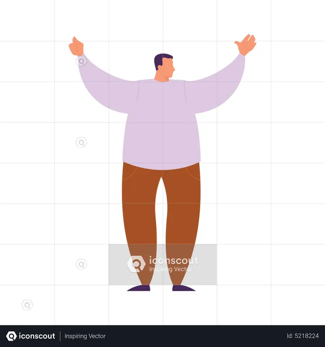 Man raising both hands  Illustration