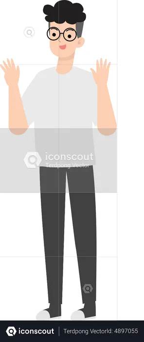 Man Raising Both Hands  Illustration