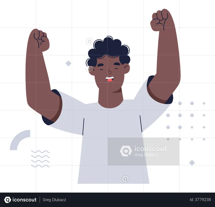 Man Raising Both Hands In Air  Illustration