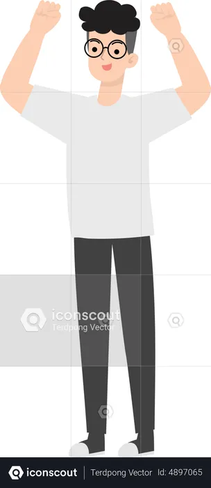 Man Raising Hands  Illustration