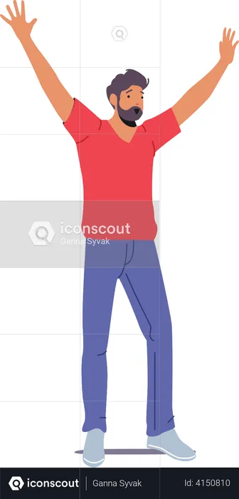 Man raising hands in the air  Illustration