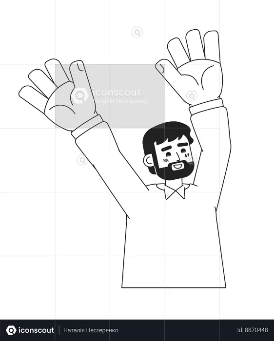 Man raising hands up  Illustration