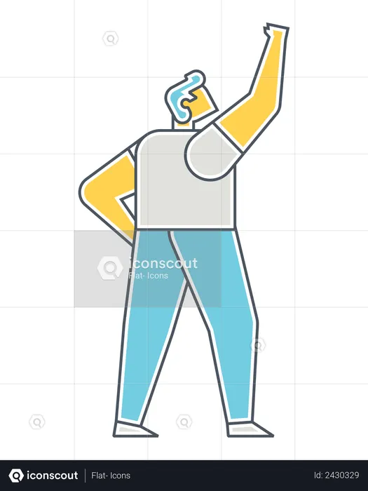 Man raising his arm in air  Illustration