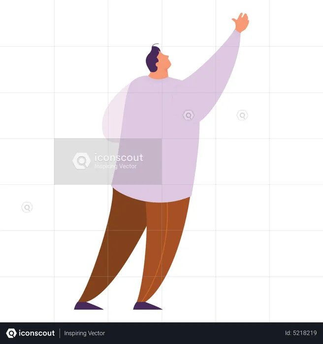 Man raising one hand  Illustration