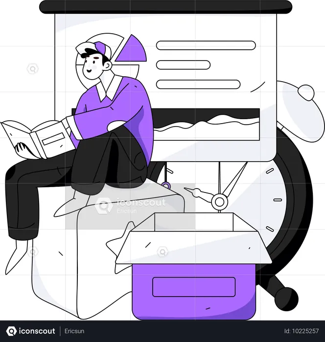 Man reading about business skill for business presentation  Illustration