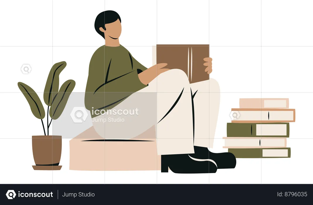 Man Reading  Book  Illustration