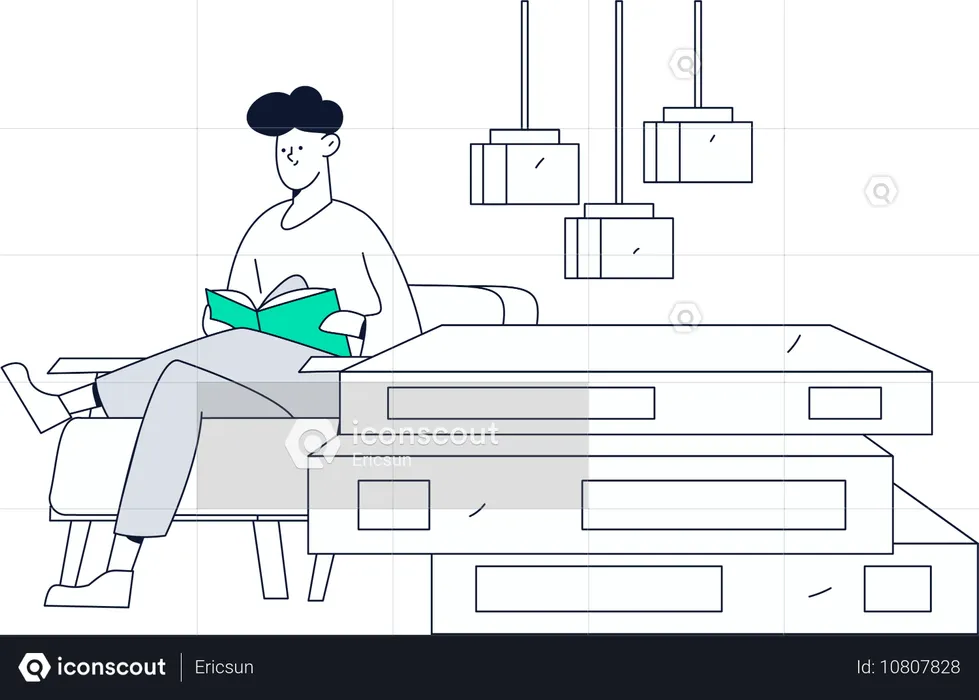 Man reading book at home  Illustration