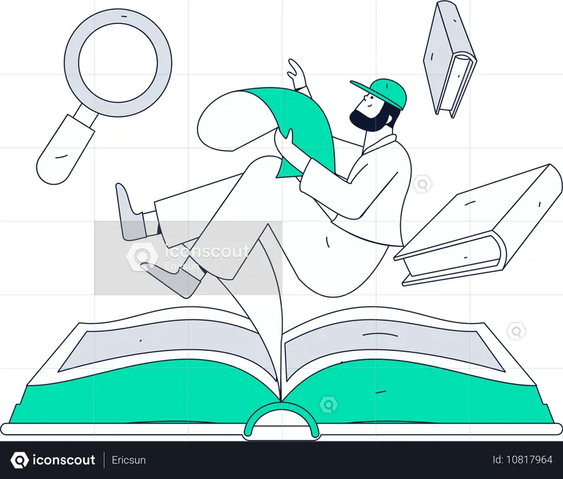 Man reading book for exam preparation  Illustration