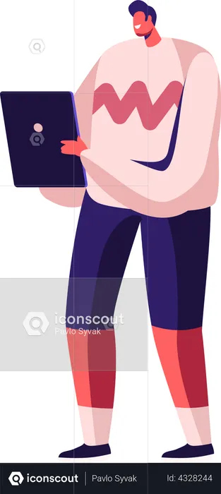 Man reading news on tablet  Illustration