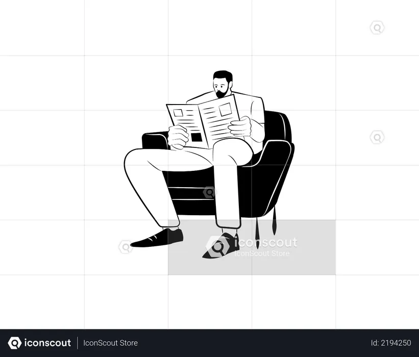 Man reading newspaper  Illustration