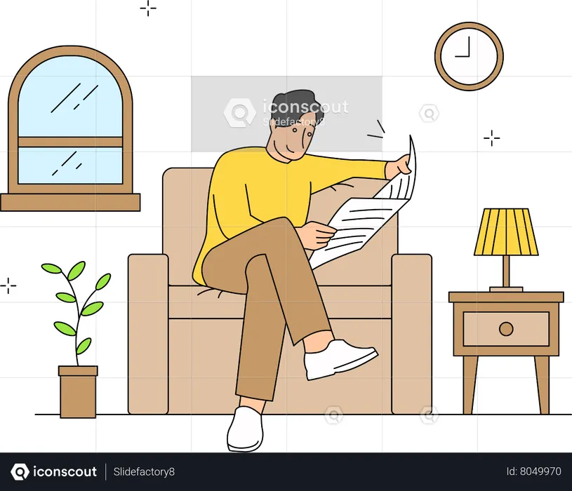 Man reading newspaper  Illustration