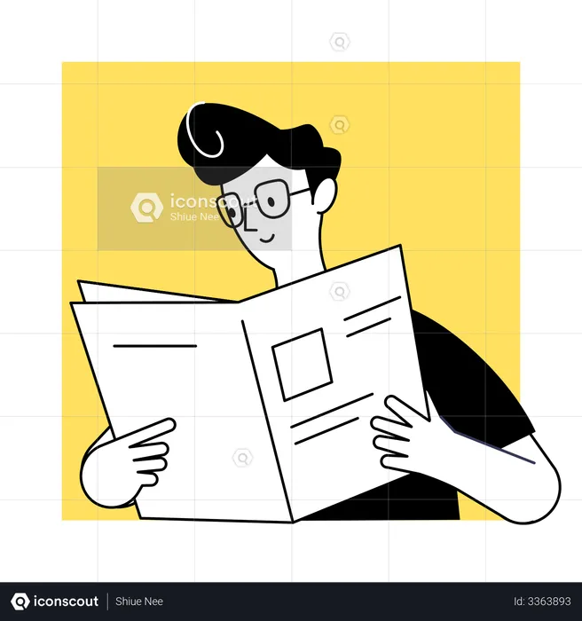 Man reading newspaper  Illustration