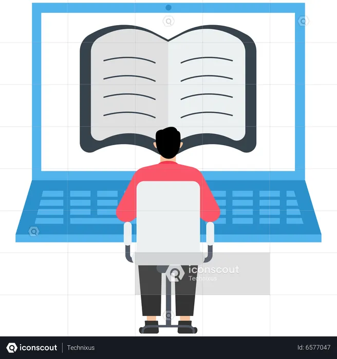 Man reading online book  Illustration
