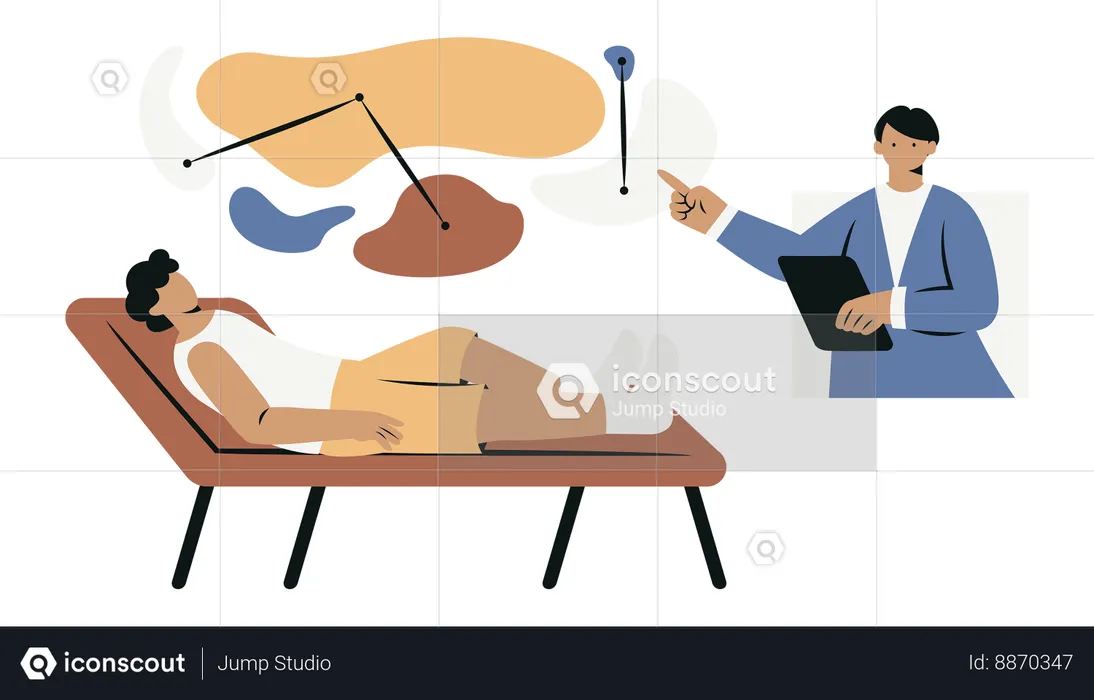 Man receiving cognitive behavioural therapy for anxiety  Illustration
