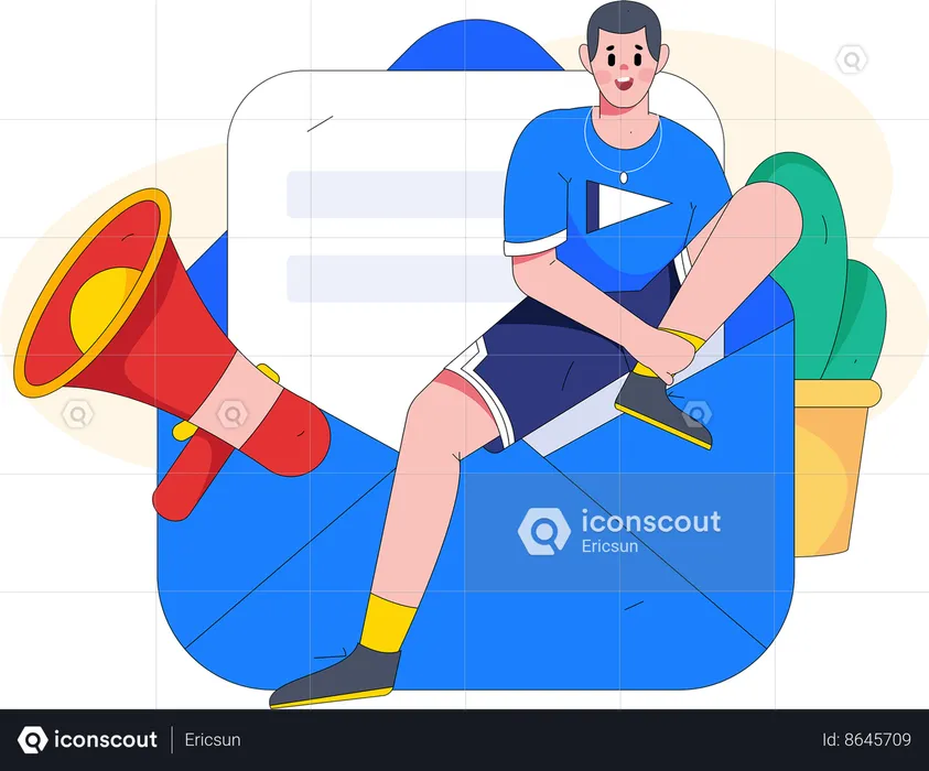 Man receiving promotional email  Illustration